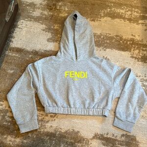 Super cute Fendi kids girls’ cropped hooded sweatshirt
